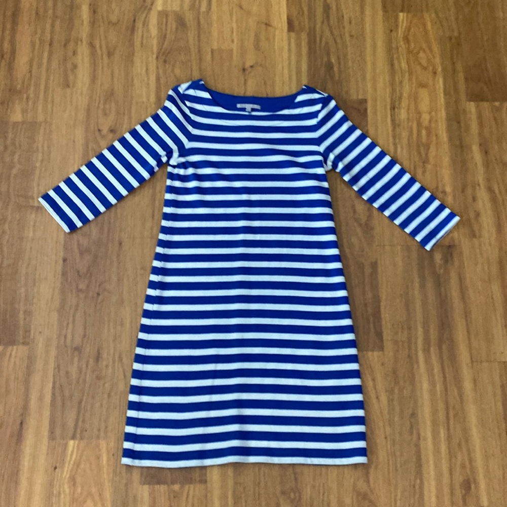 GAP blue/white striped cotton dress with a boat neck.